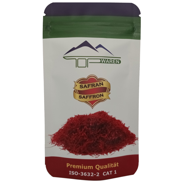 Topwaren Safran - Premium Safran Fäden, 100% Reiner roter Negin Safran, Klasse 1 - ISO 3632 (5.0 Gramm)
